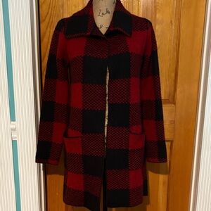 Max Studio S Plaid Red and Black Women's sweater Coat